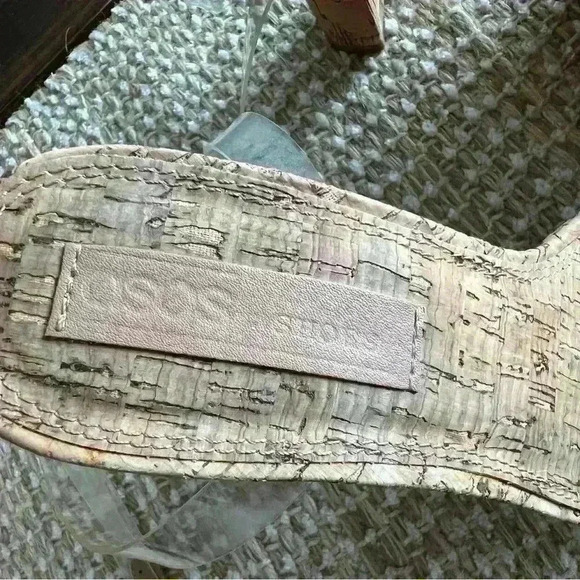 ASOS Design clear nutshell barely there heels in cork, size 7 UK size 7.5 US - Picture 2 of 6